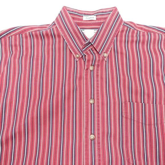 Crossings Shirt Mens Large Red Striped Cotton Peached Long Sleeve Button-Down - Picture 2 of 7